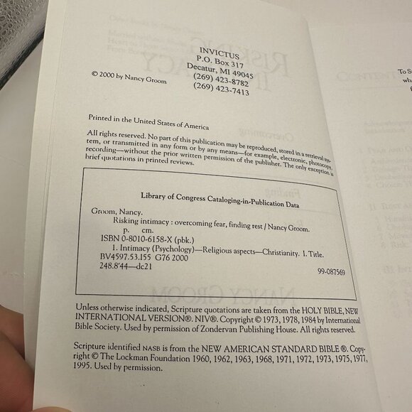 Risking Intimacy By Nancy Groom  Overcoming Fear & Finding Rest  Softcover - Picture 4 of 4